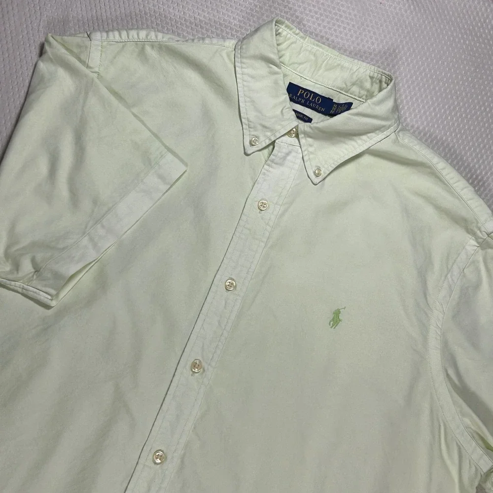 Polo Ralph Lauren Mens XL Classic Fit Mint Green Short Sleeve Oxford Shirt